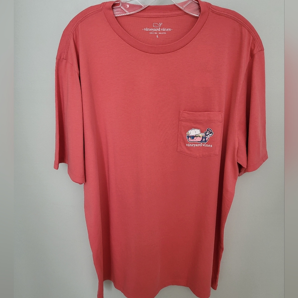 Vineyard Vines Men Large LAX Bro Whale Pocket Tee Short Sleeve Shirt Jetty Red
